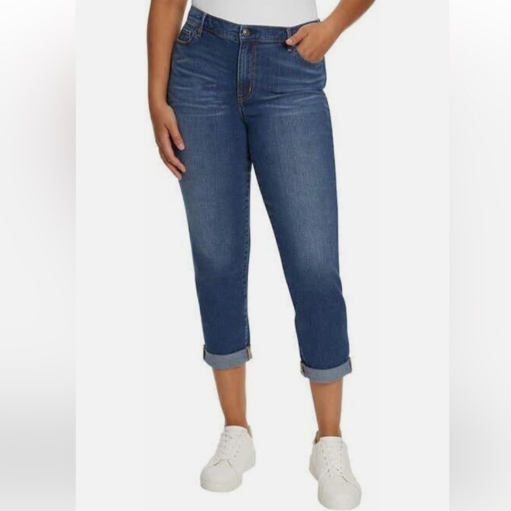 Gloria Vanderbit Women's Blue Cuffed Boyfriend Jeans